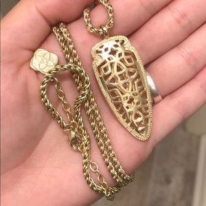 KENDRA SCOTT long metallic gold necklace